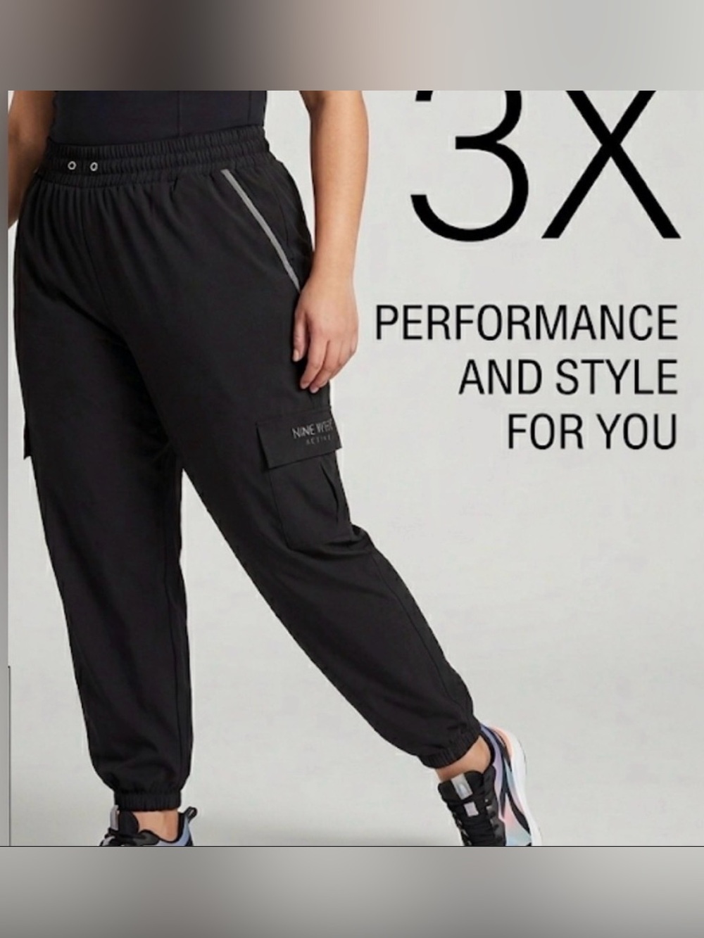 Nine West Active Cargo Pants Women’s Plus Size 3X Black (A680)
